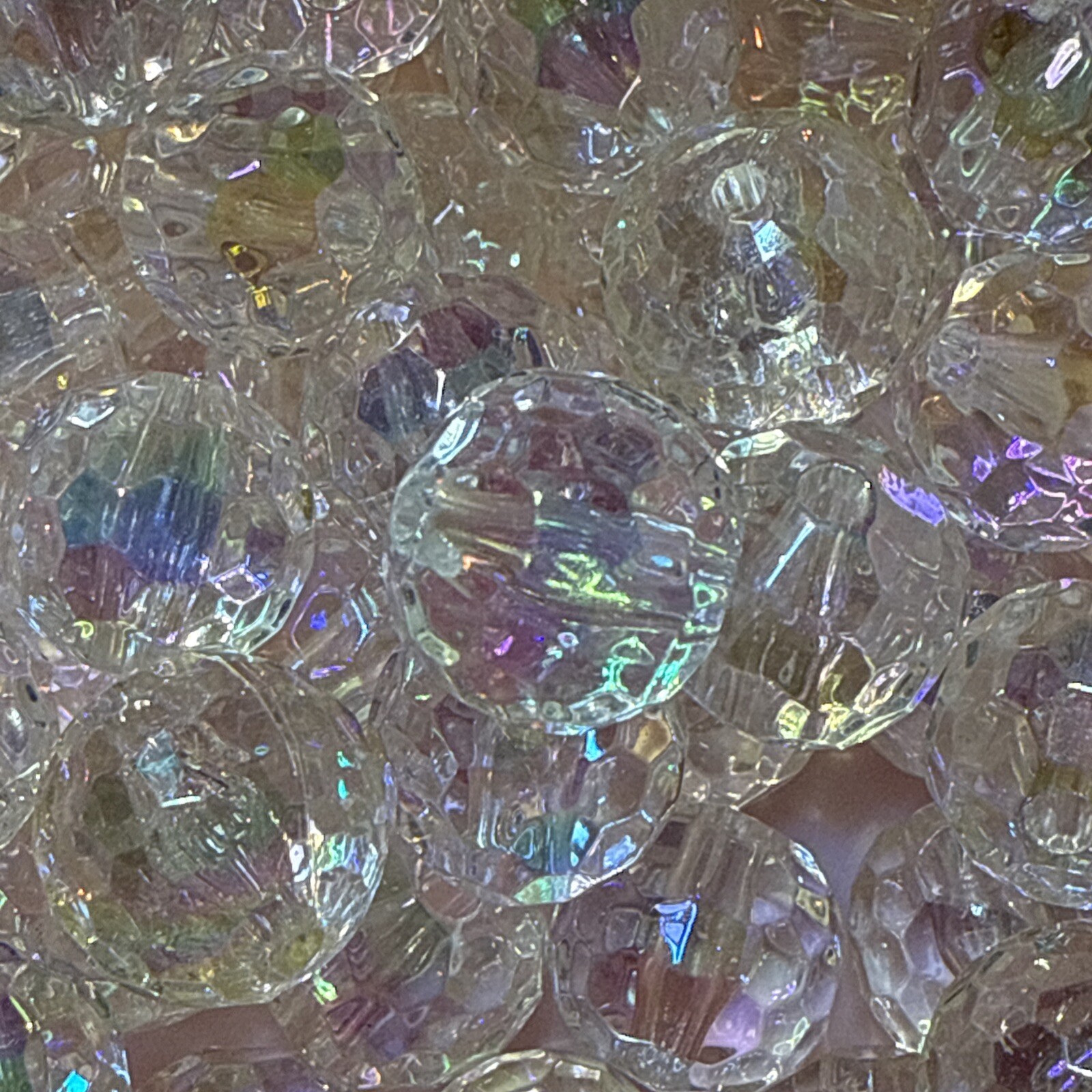 Disco Iridescent Clear Sparkle 16 Mm Beads Ships From USA