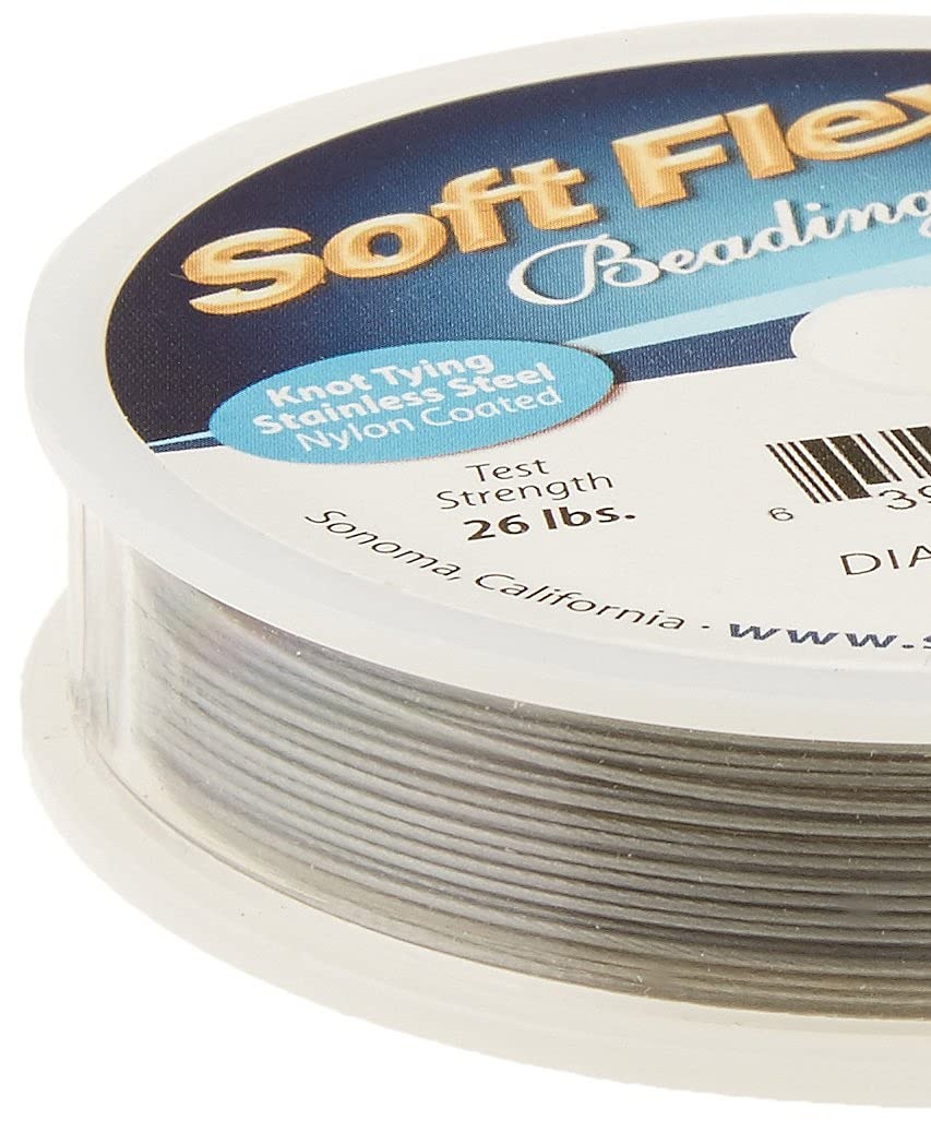 SoftFlex Toys Beading Wire 0.019 Inch 30 Ft Grey Jewelry Stringing Cord