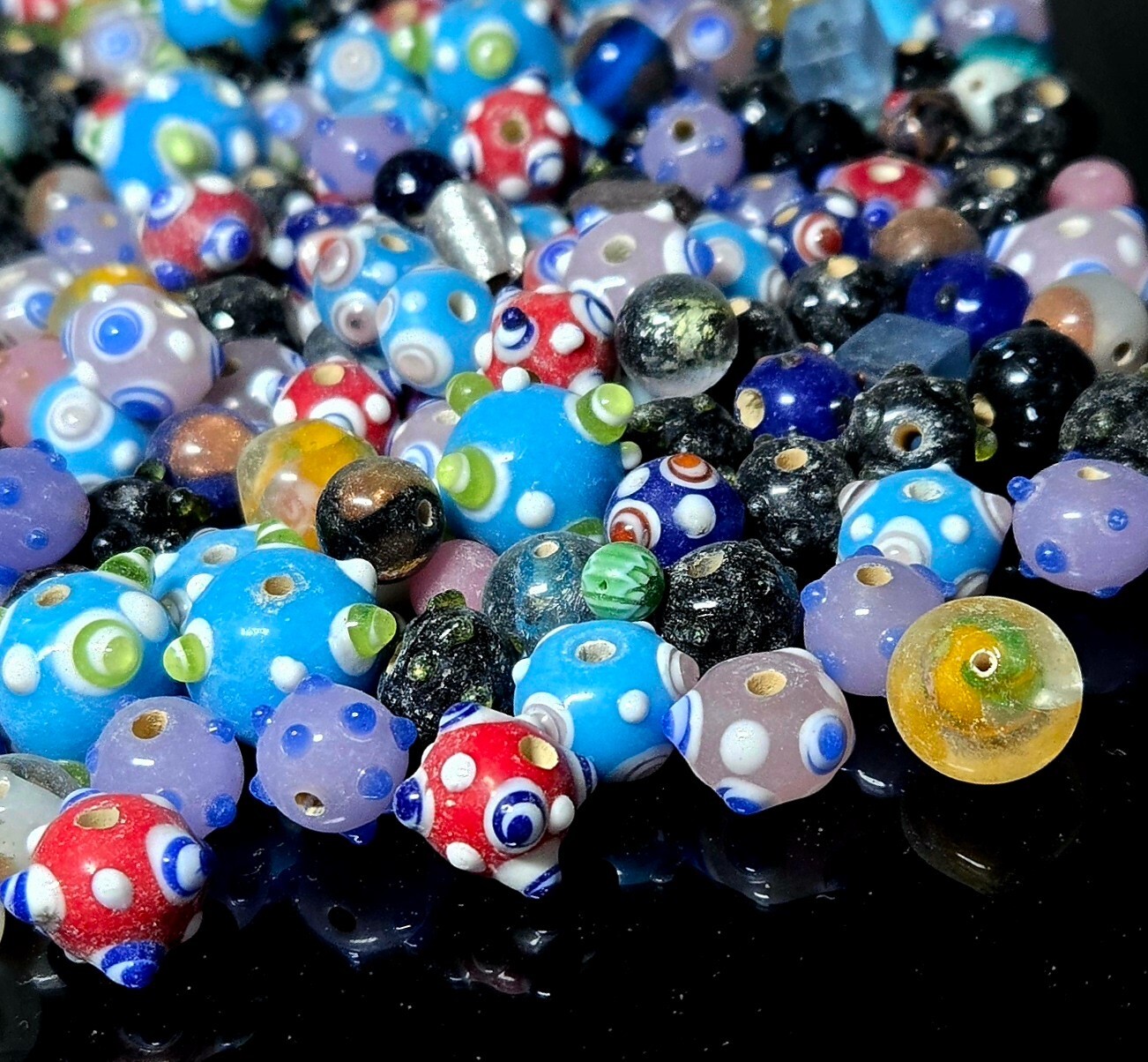 Bumpy Glass Beads 14 mm Assorted Color Glass Beads for Jewelry Making 50 pcs