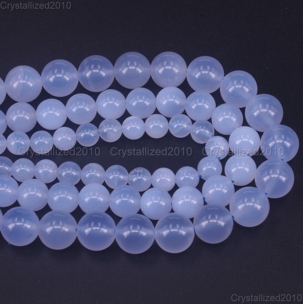 Grade AAA Natural Gemstone Blue Chalcedony Round Beads 6mm 8mm 10mm 12mm 16″