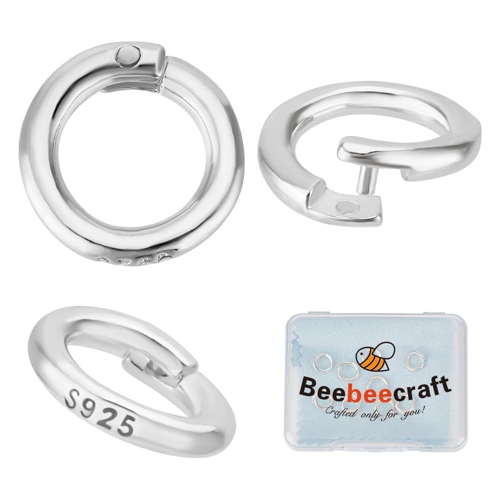 Beebeecraft 1 10Pcs Locking Jump Rings Od 8Mm Id 5Mm 925 Sterling Silver