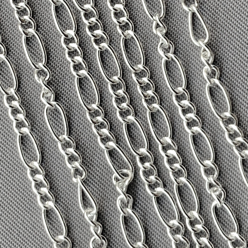 Curb Oval Link Chain 5×2.5mm Shiny Silver Plated Iron Q12 Feet per Pkg