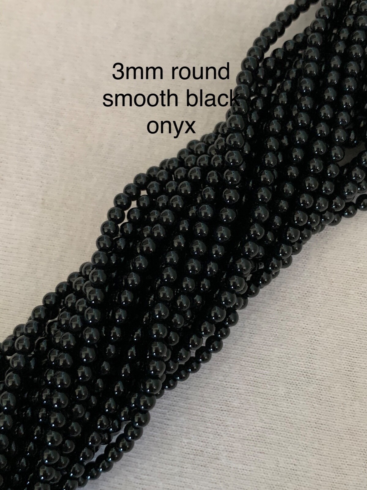 3mm Smooth Round Loose Beads(Sleeping Beauty Turquoise, Black Onyx, White Coral)