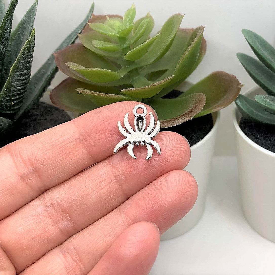 Silver Hanging Spider Charm, 18x14mm – US Seller