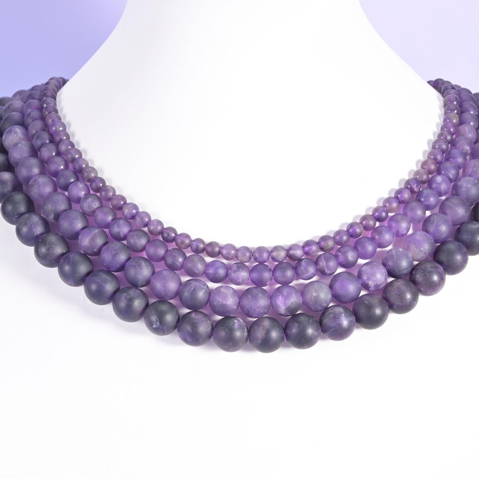Amethyst Matte Round Beads 4mm 6mm 8mm 10mm Jewelry Making 15 Inch Strand