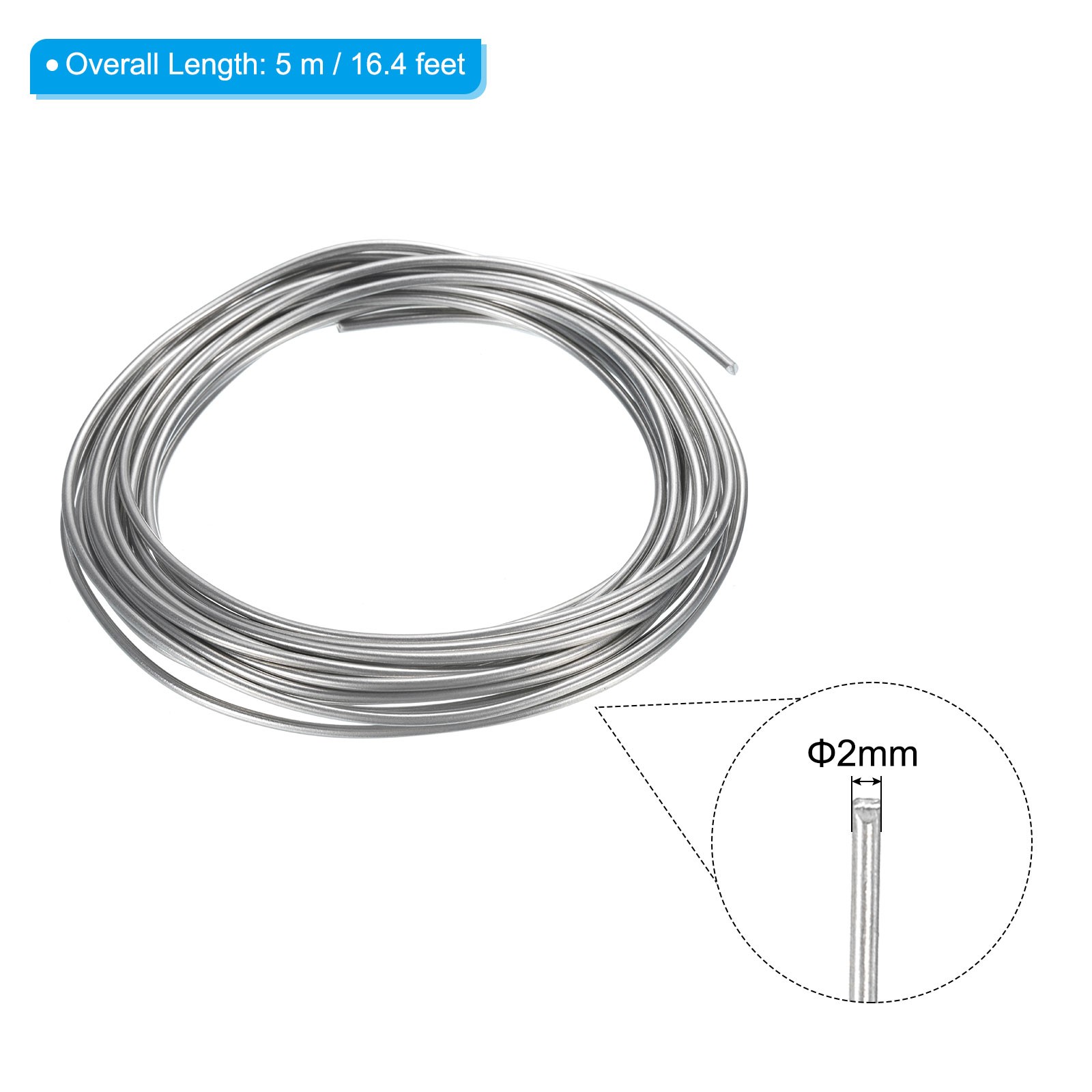3Rolls 99.99% High Purity Zinc Wire 12# Pure Zinc Beading Wire 2mm (16.4’/Roll)