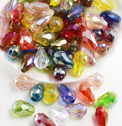 6x8mm 8x12mm10x15mm AB Teardrop Faceted Crystal Glass Loose Crafts Beads l