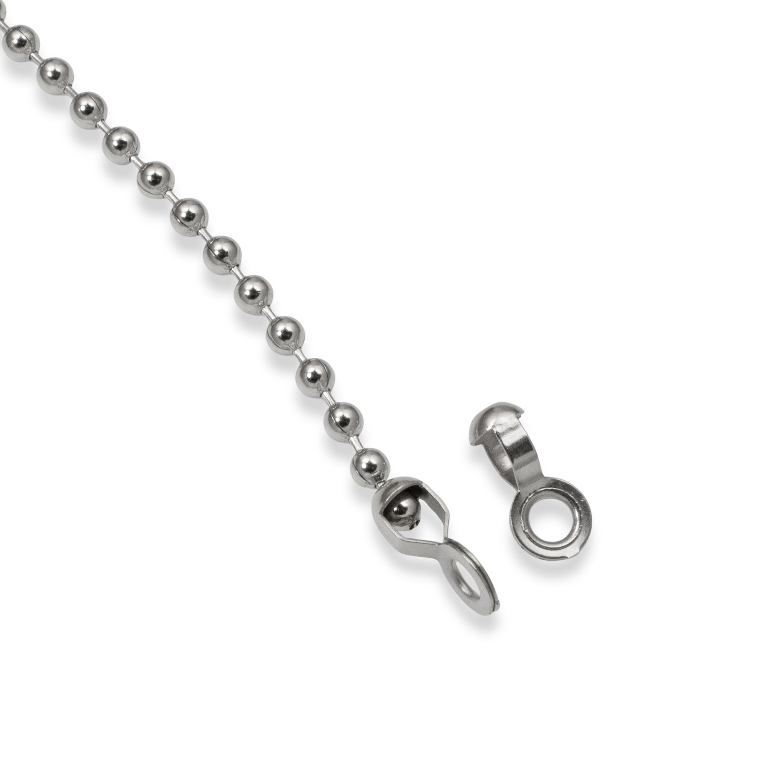 10 Nickel Plated Brass #6 Ball Chain Loop Connectors, Silver “A” Coupling