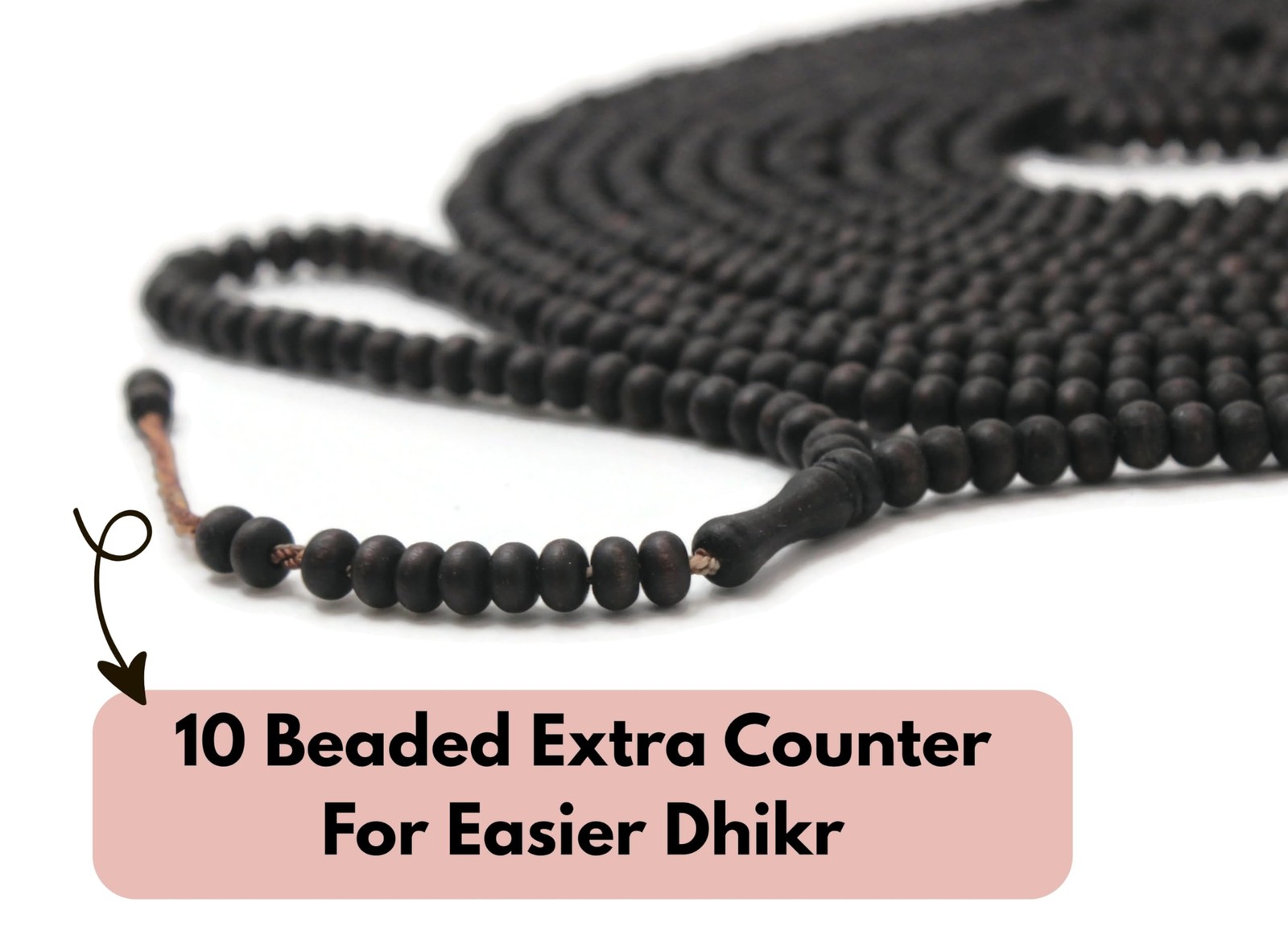1000 Beaded Matt Black Olive Wood Tasbih Tasbeeh with Counter Misbaha Islamic…