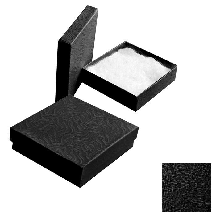 Swirl Black Cotton Filled Jewelry Packaging Gift Boxes Cardboard Box 100~200~500