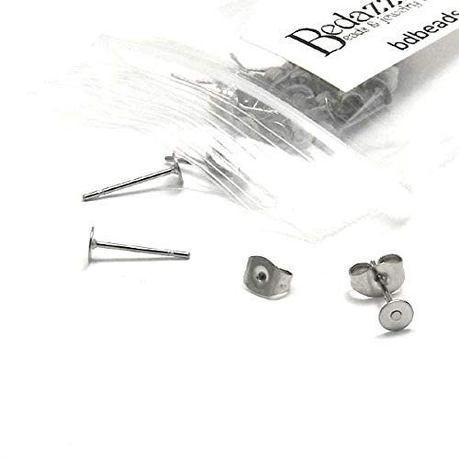 20 Hypo-Allergenic 304 Grade Stainless Surgical Steel Flat Pad Setting Earrin…