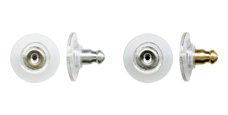 Comfort Clutches ~Clear flat earring back + silver or gold ~ Ear Nuts NO Nickel