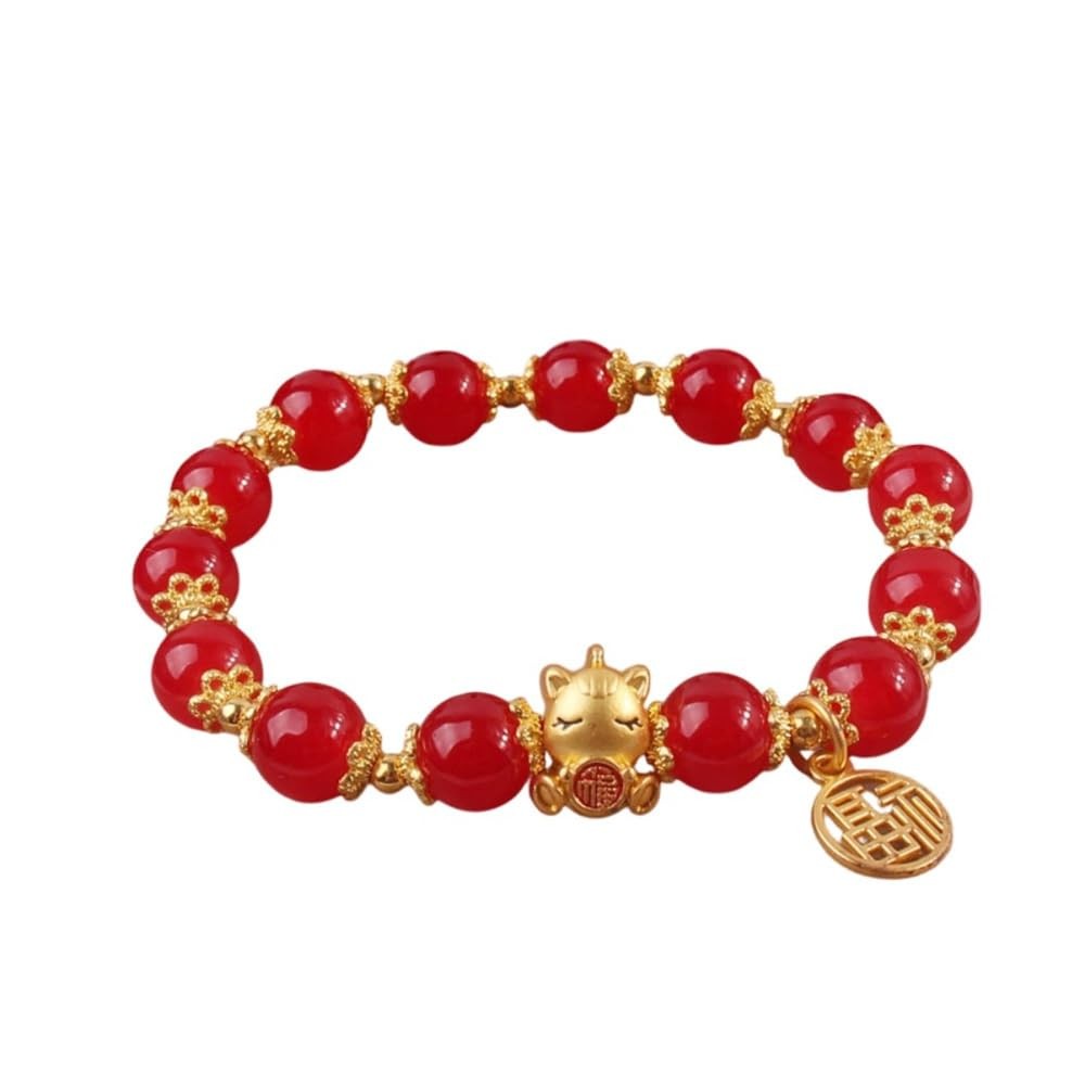 2026 Chinese Zodiac Year of The Horse Red Beads Stretch Bracelets Feng Shui – 01