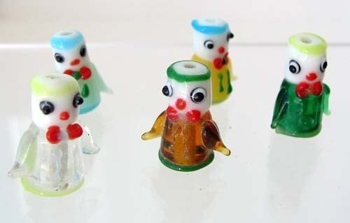 Hand Made Glass Lampwork People 23x25x12mm Bead Strand 107593
