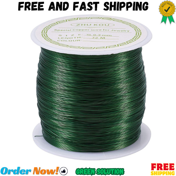 Pandahall 236 Feet Tarnish Resistant Copper Wire 28 Gauge Green Metal Wires Jewe