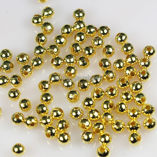 Wholesale! 2mm,2.4mm,3.2mm,4mm,5mm,6mm Metal Round Spacer Beads Silver/Gold Plt