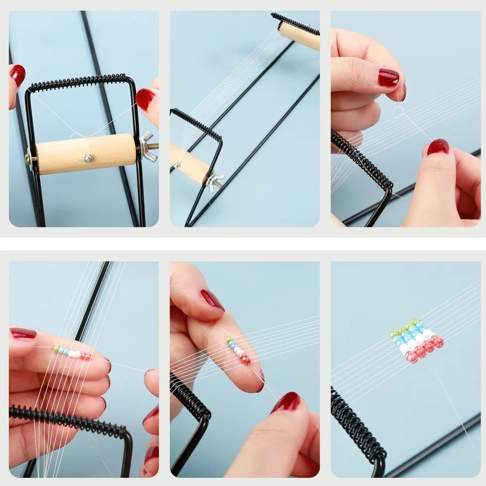 Weaving Beading Loom Easy to Use DIY Tool with Elastic Band Charm Czech Glass