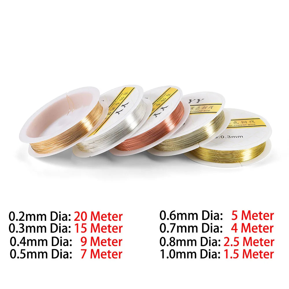 1Roll Gold Color Copper Wire 0.2/0.3/0.4/0.5/0.6/0.7/0.8/1.0Mm Beading Cord DIY