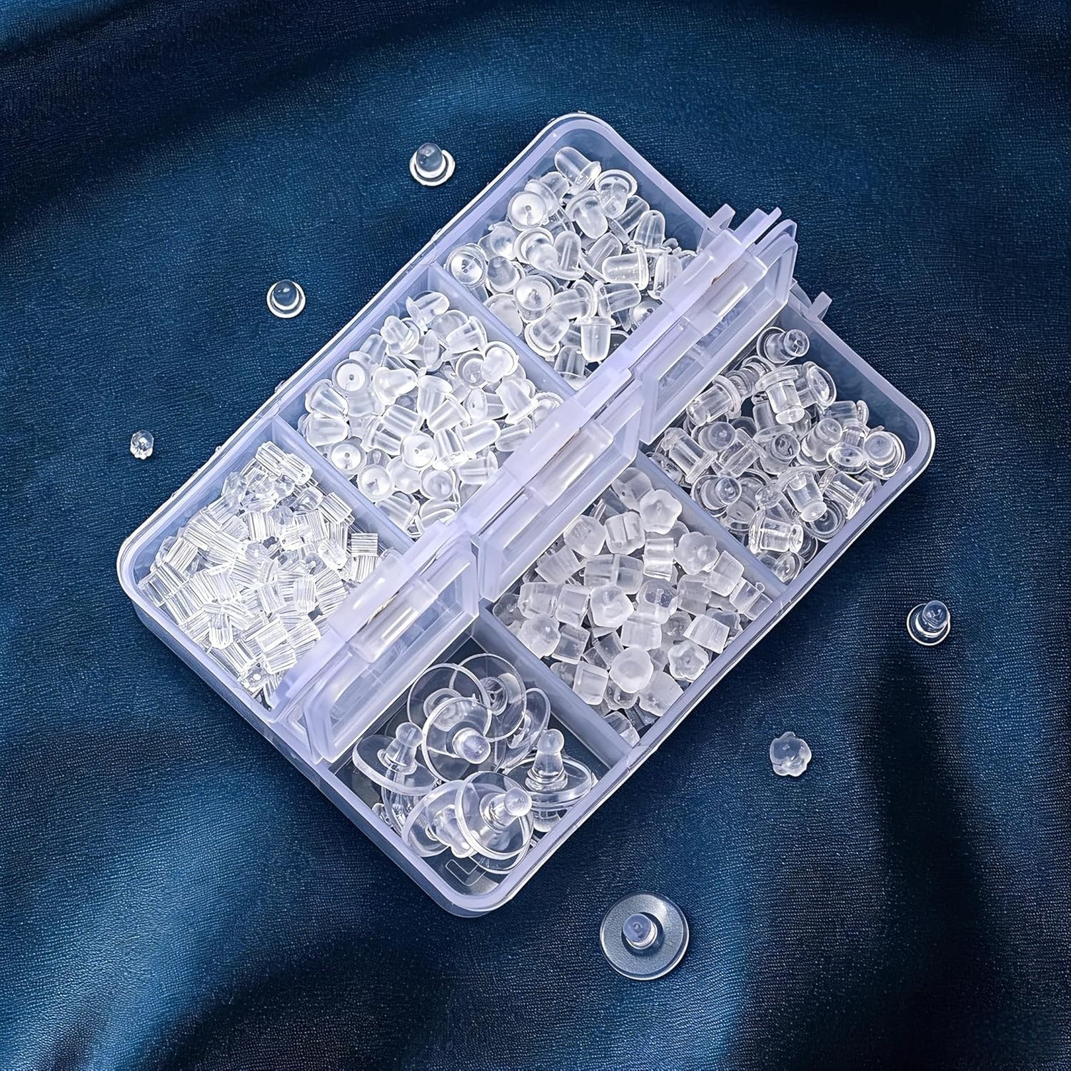 6 Styles Silicone Earring Backs for Studs, 600 Pcs Clear Soft Earring Backings H