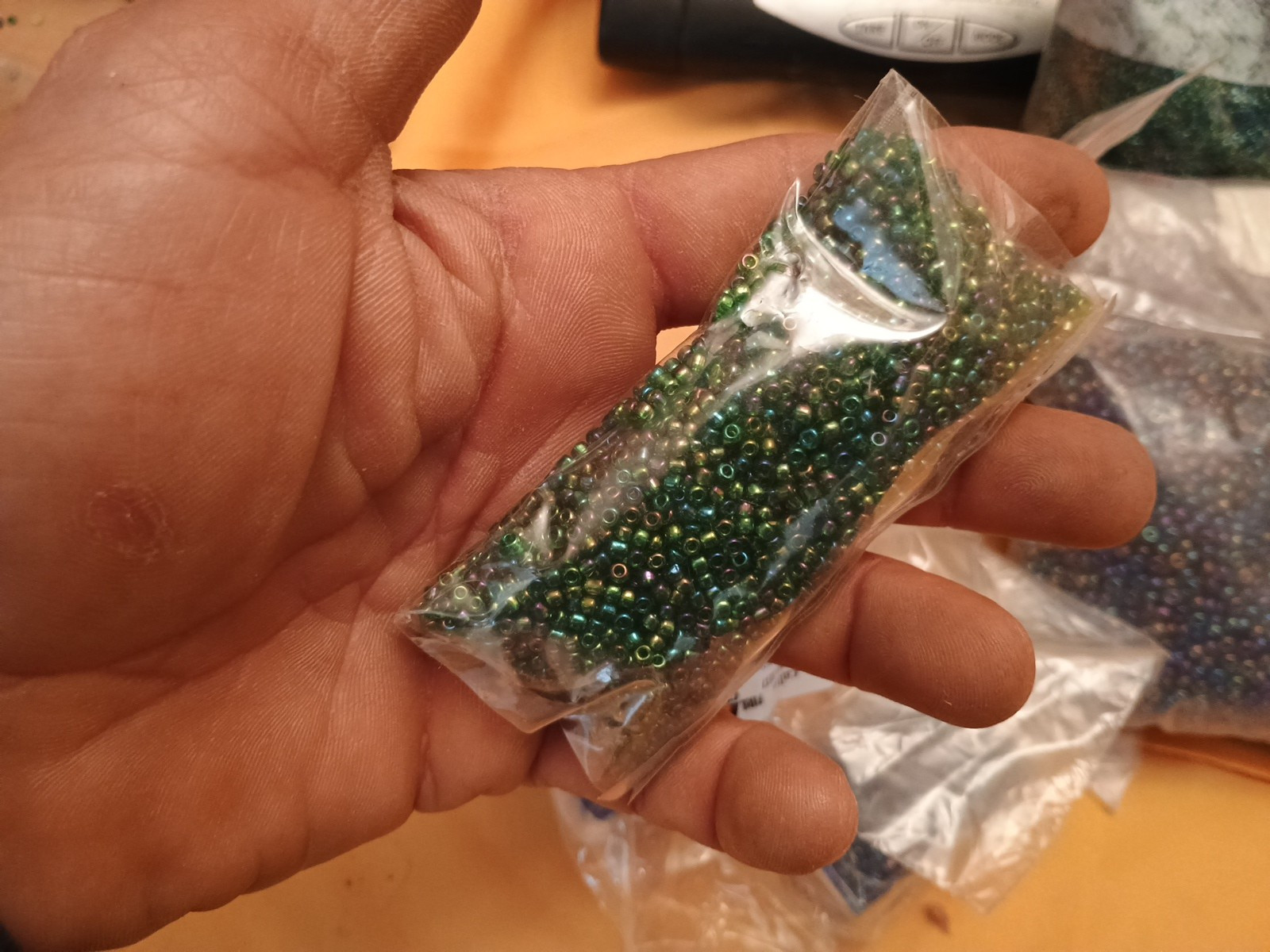 Vintage Fire Mountain Seed Beads Bags Plastics 10/0 11/0 12/0 Box Ab Seeds Mixed