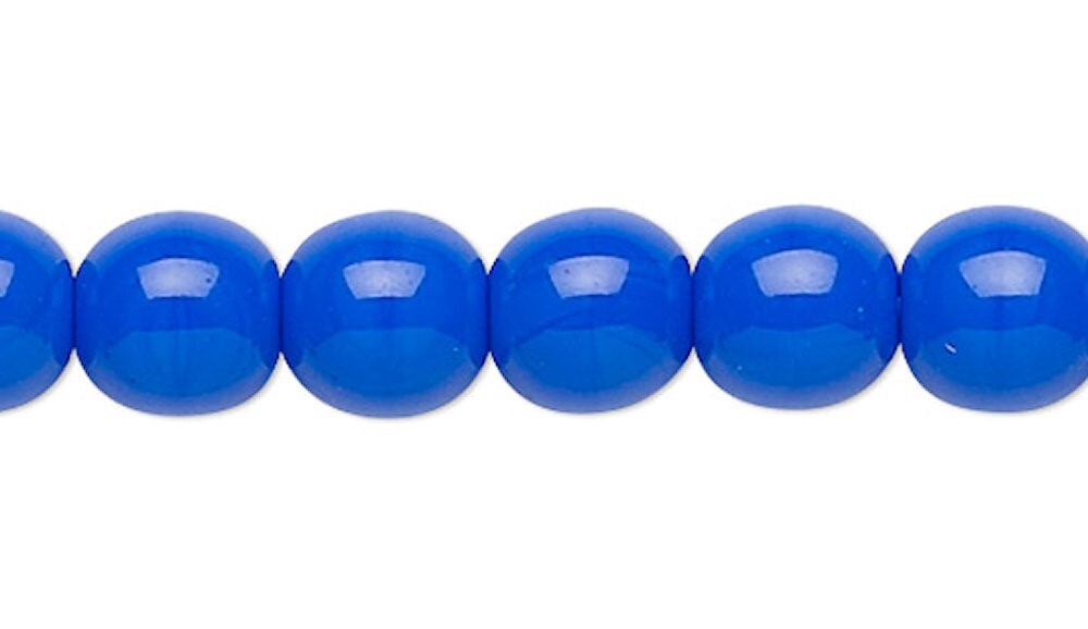 1 Std(100) Czech Pressed Glass Opaque Blue 4mm Round Beads with 0.8-1mm Hole