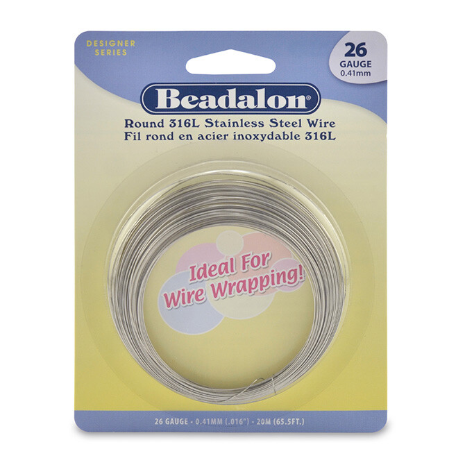 Beadalon® 316L Stainless Steel Wrapping Wire, Round, Choose Gauge and Length