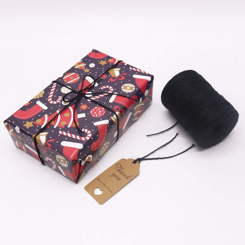 656 Feet Black Jute Twine, Natural 2Mm Jute Cord for Crafts, Halloween Wrapping,