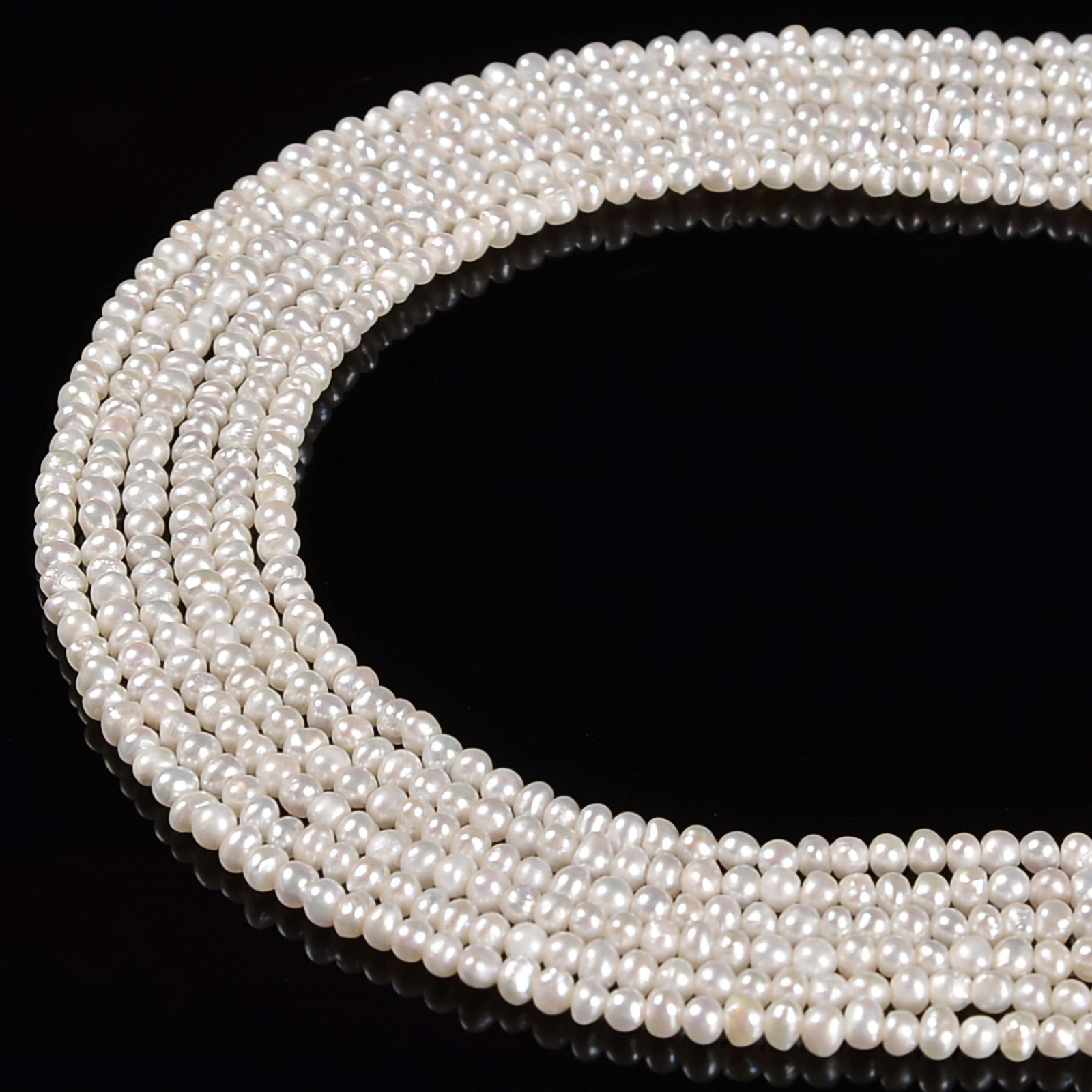 Tiny Fresh Water Pearl Potato Shape Beads Size 2-2.5mm 2.5-3mm 14” Strand