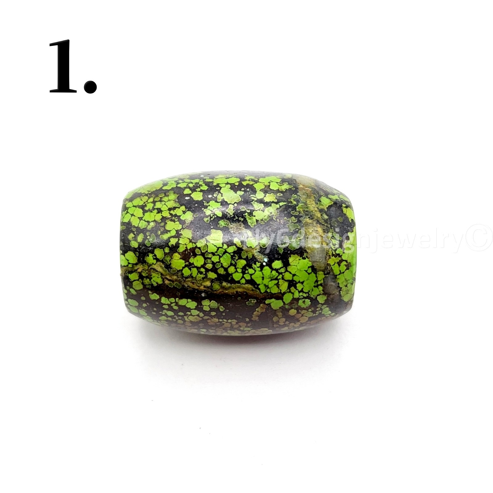 Natural Green Turquoise Large Hole Barrel Beads 1pc