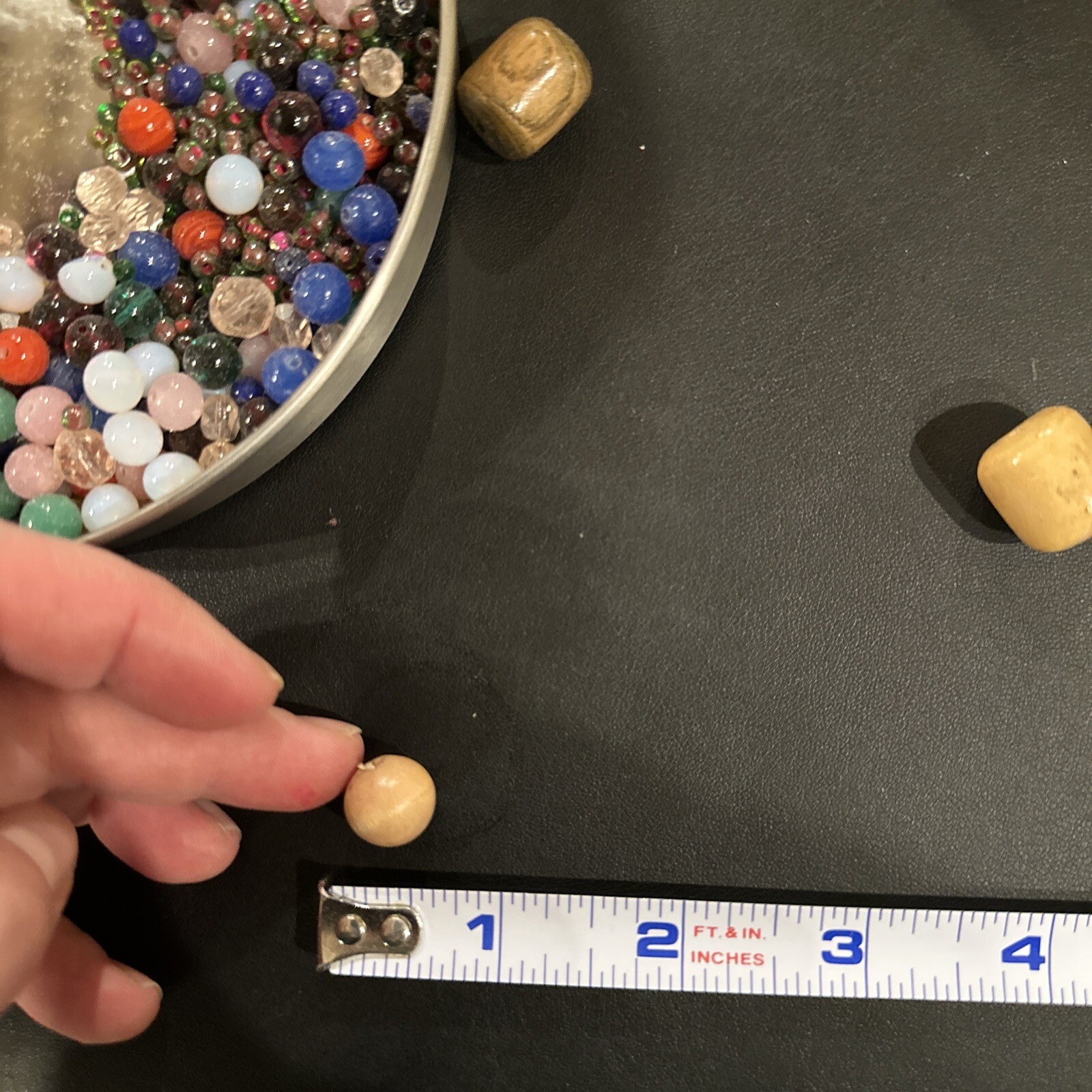 Wood and Glass Bead Lot Approximately 500 Wood Beads. Unknown # Of Glass Beads.