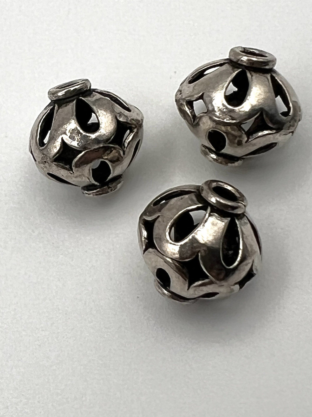3 Handmade Bali Filigree Sterling Silver Beads 10mm x 12mm – SS102