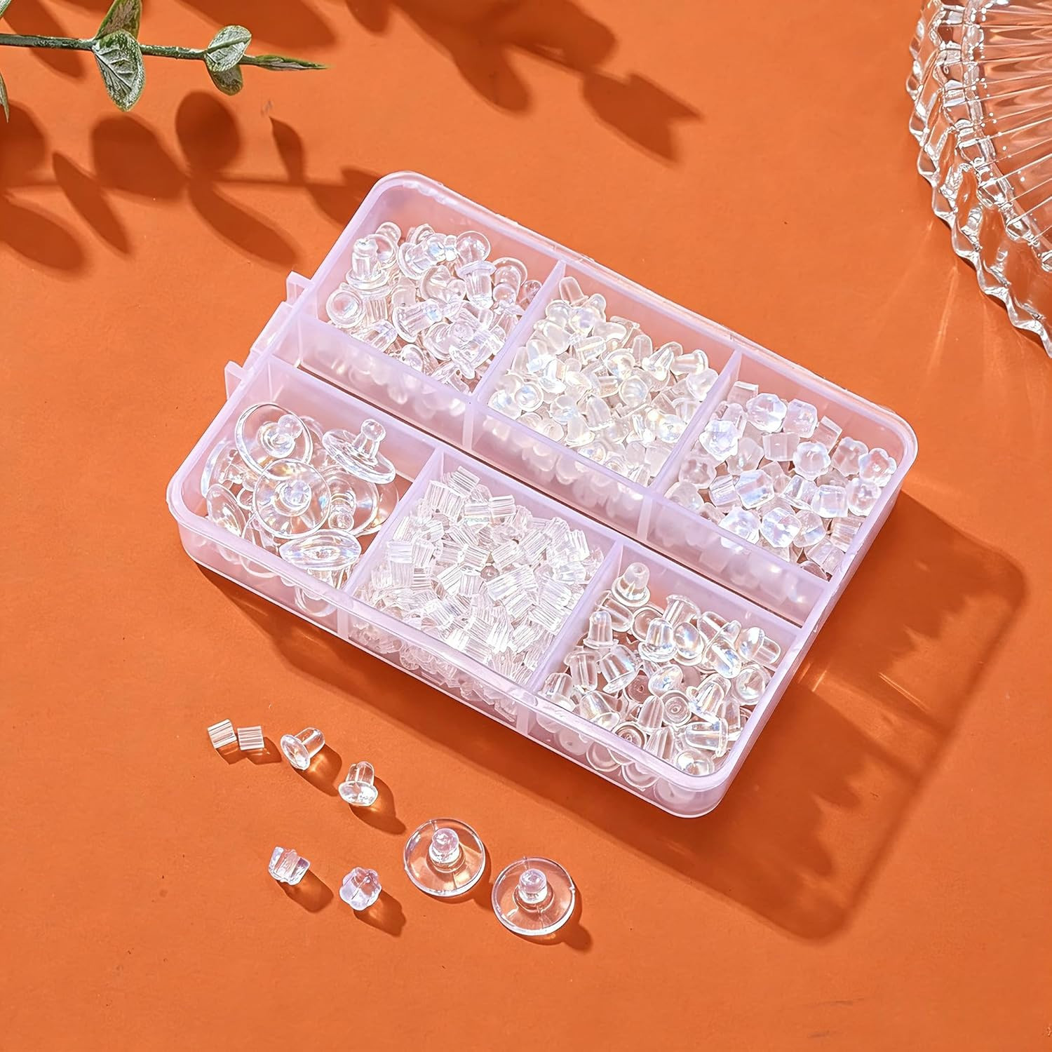 6 Styles Silicone Earring Backs for Studs, 600 Pcs Clear Soft Earring Backings H