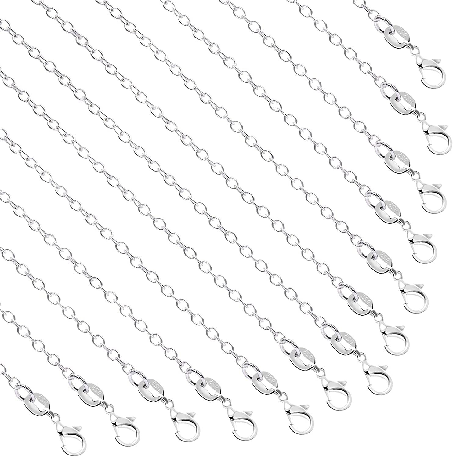 SANNIX 50 Pack Necklace Chains for Jewelry Making Silver Plated Chains Bulk Cabl
