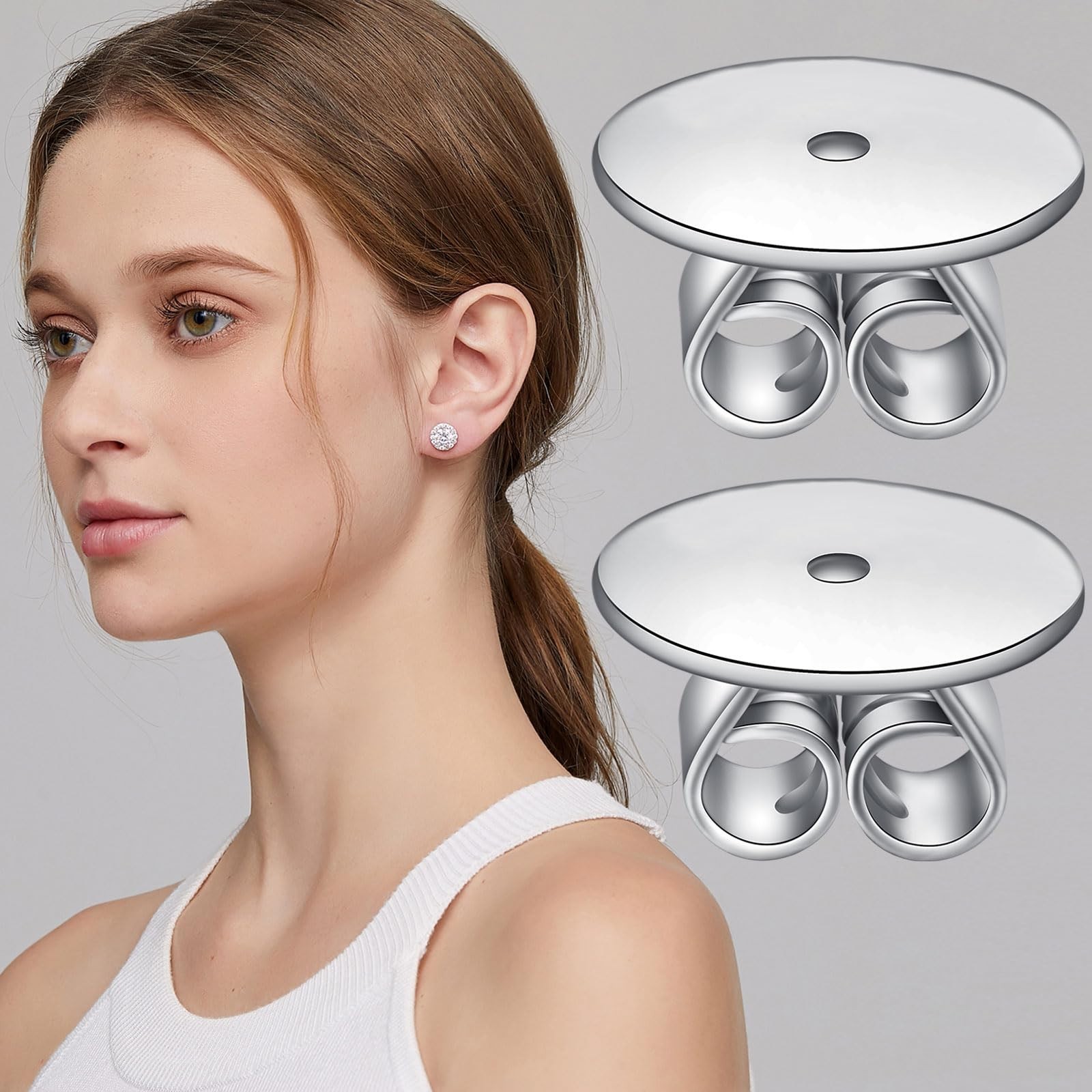 Large Locking Earring Backs Replacement for Studs – 925 Sterling Silver Lifters