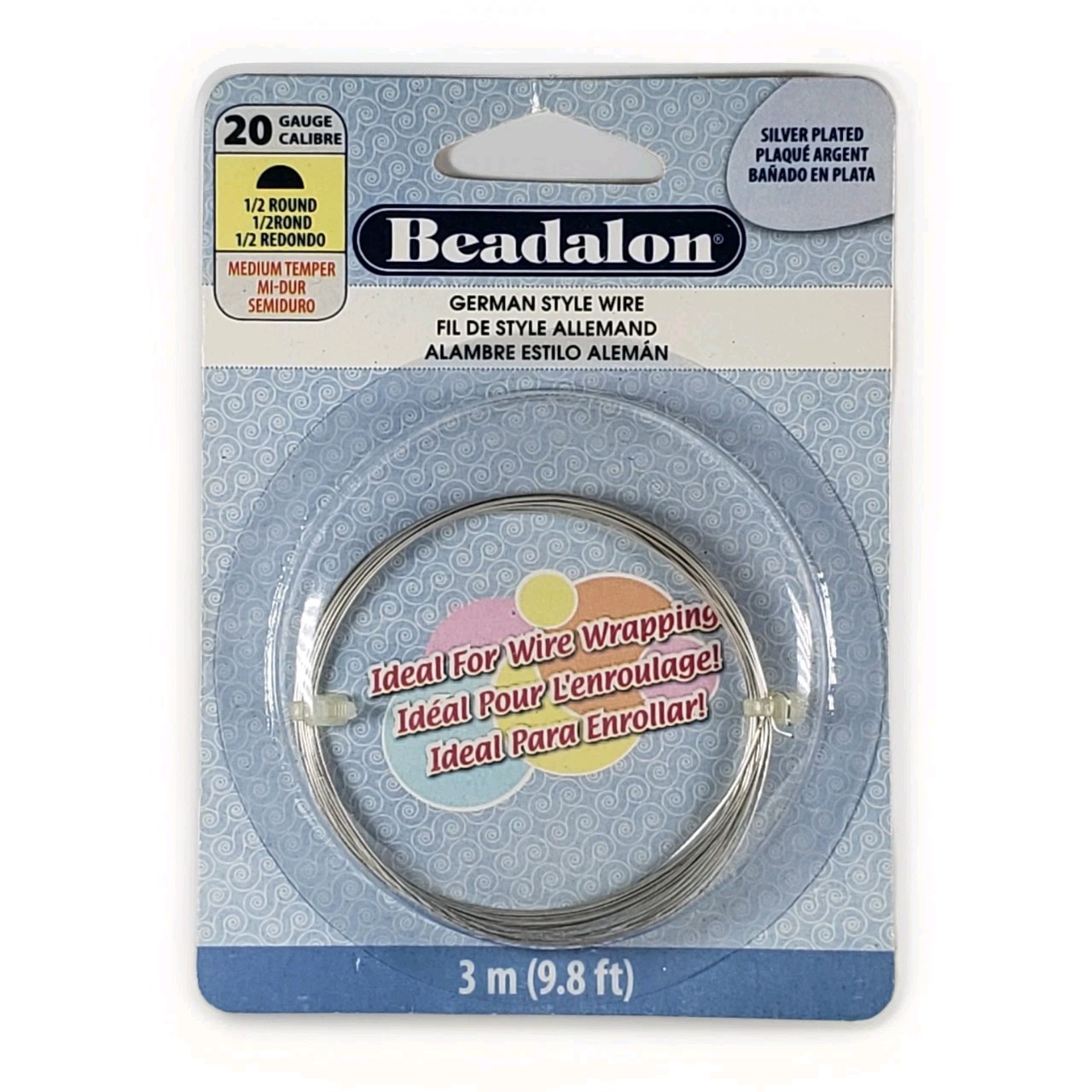 Beadalon German Style Wire for Jewelry Making, Round, Silver Plated, 20 Gauge