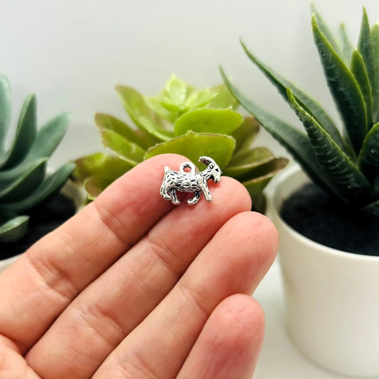 Small Silver Goat Charms, 13x17mm – US Seller