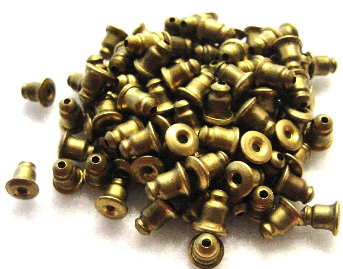 100Pcs. EARRING BACKS Antique Bronze Acorn Brass Earnuts Tibetan Stoppers EB08