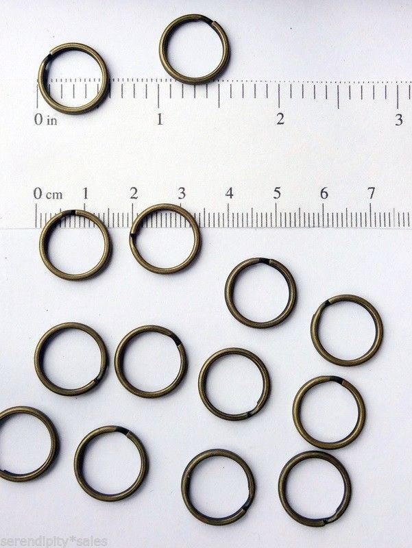 50 Key Rings 15mm Approx 5/8″ Split Ring Antique Brass Finish Steel Findings