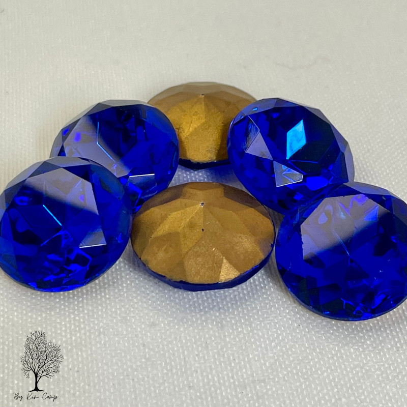Vintage Czech 20mm Sapphire glass rhinestones in original TTC packaging. Beautif