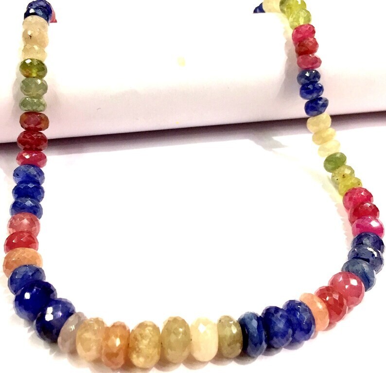 TOP QUALITY Natural Multi Sapphire Faceted Beads Great Luster Rondelle Beads.