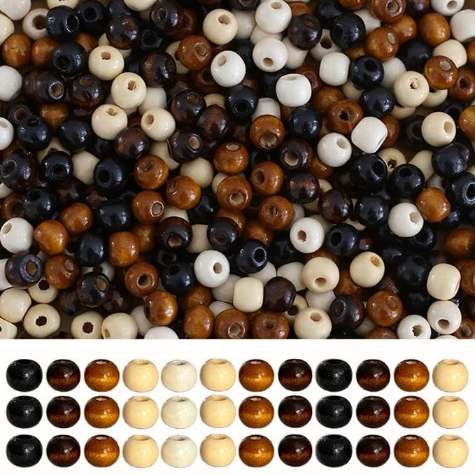 1000Pcs Natural Colors Wooden Beads Vintage Round Natural Brown Wooden Beads …