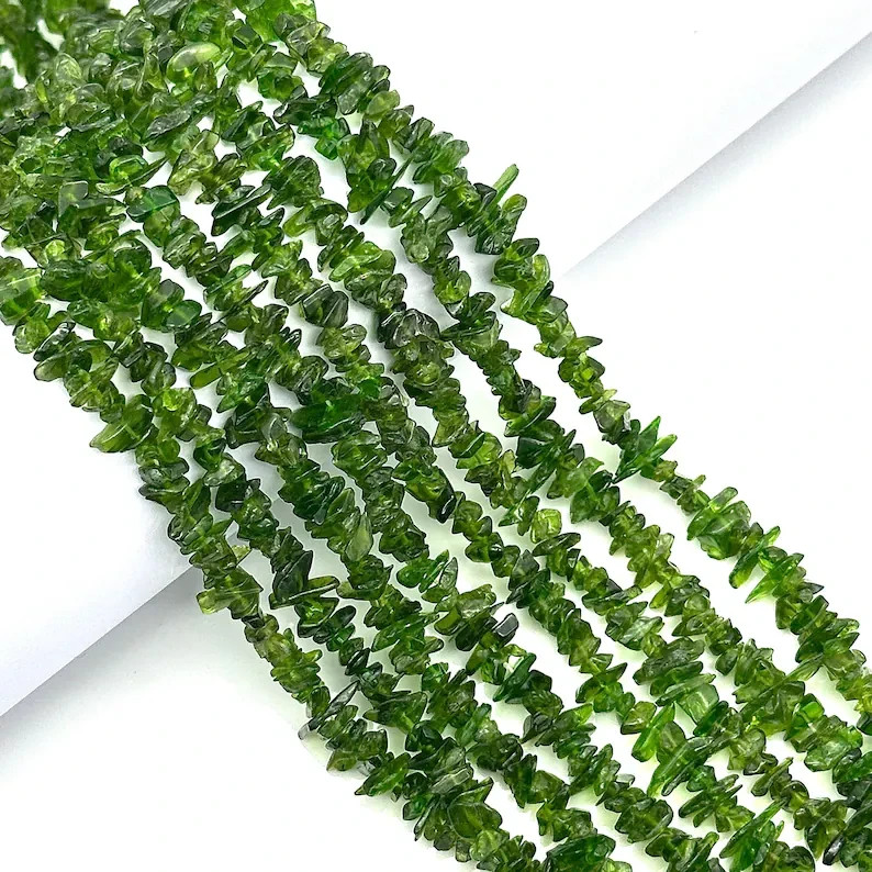 AAA Chrome Diopside Uncut Beads Strand, Chrome Diopside Chips Beads for Jewelry