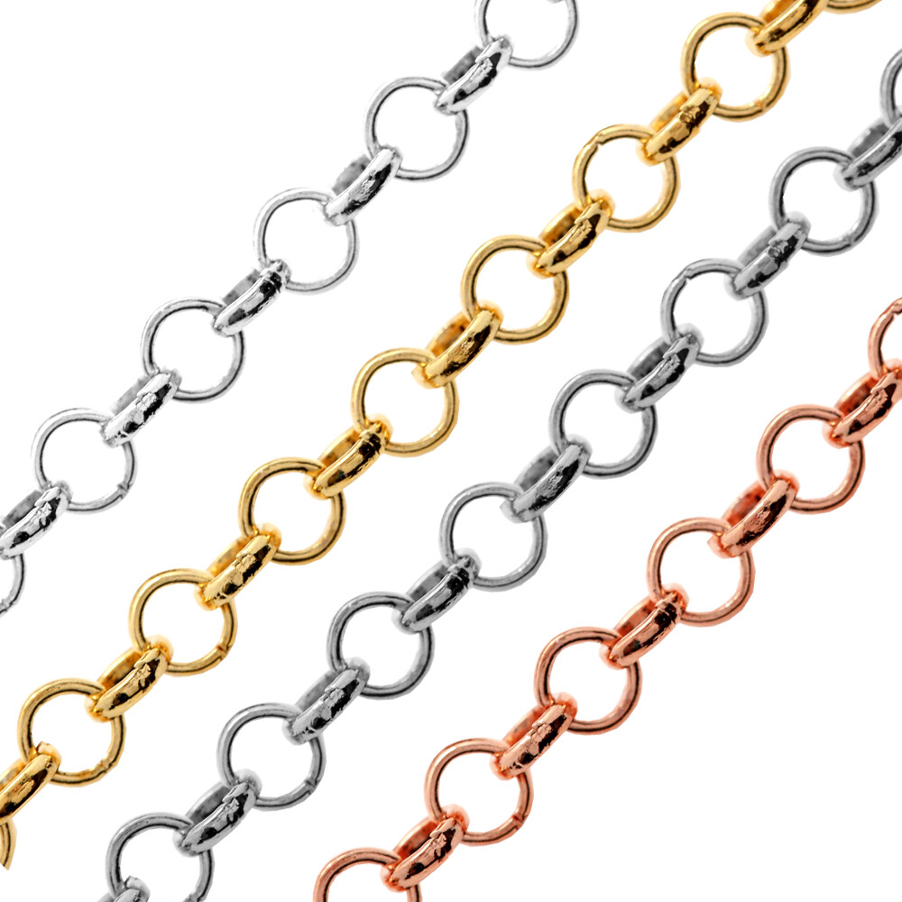 Brass Metal Round Shape Rolo Chain for Jewelry Making 1 Meter 4mm Width