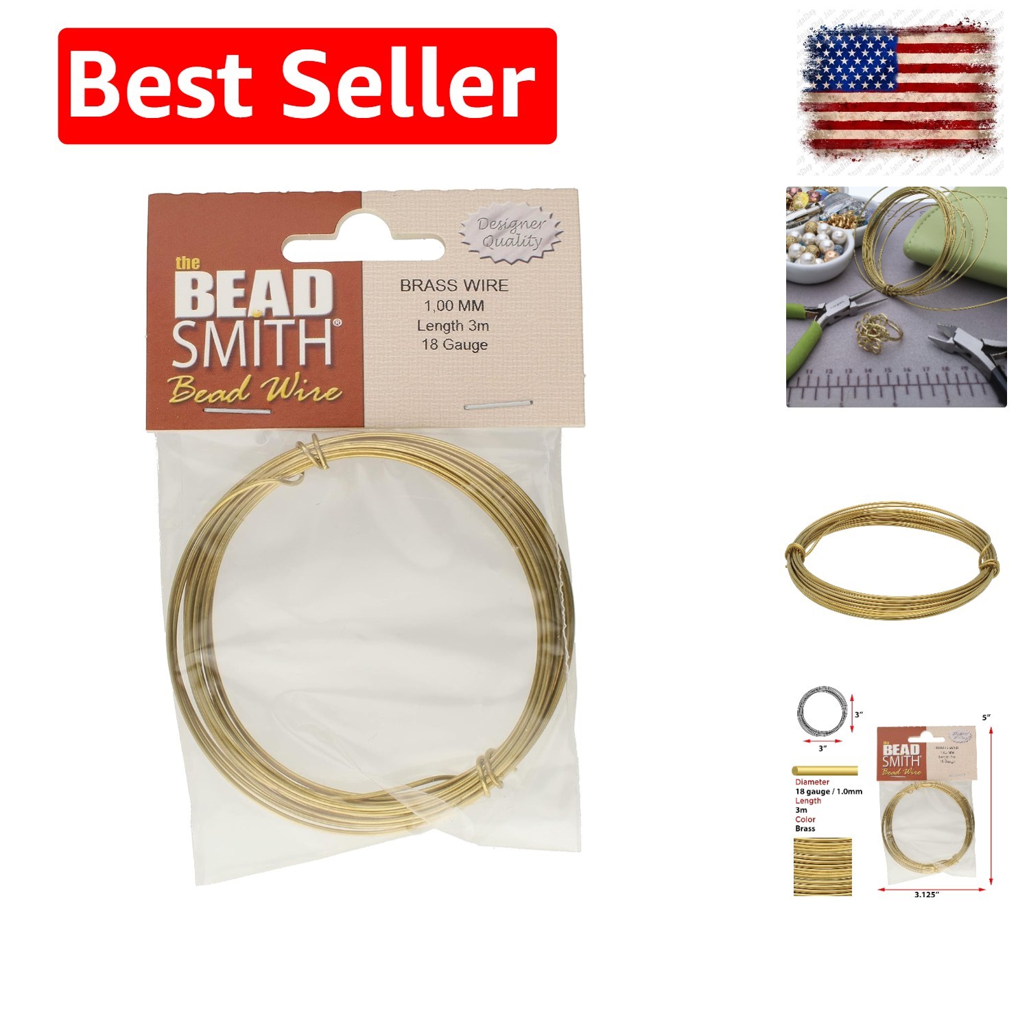 Professional German Jewelry Wire – 1mm Dia, 18 Gauge, 3 Meter Coil – Brass – …