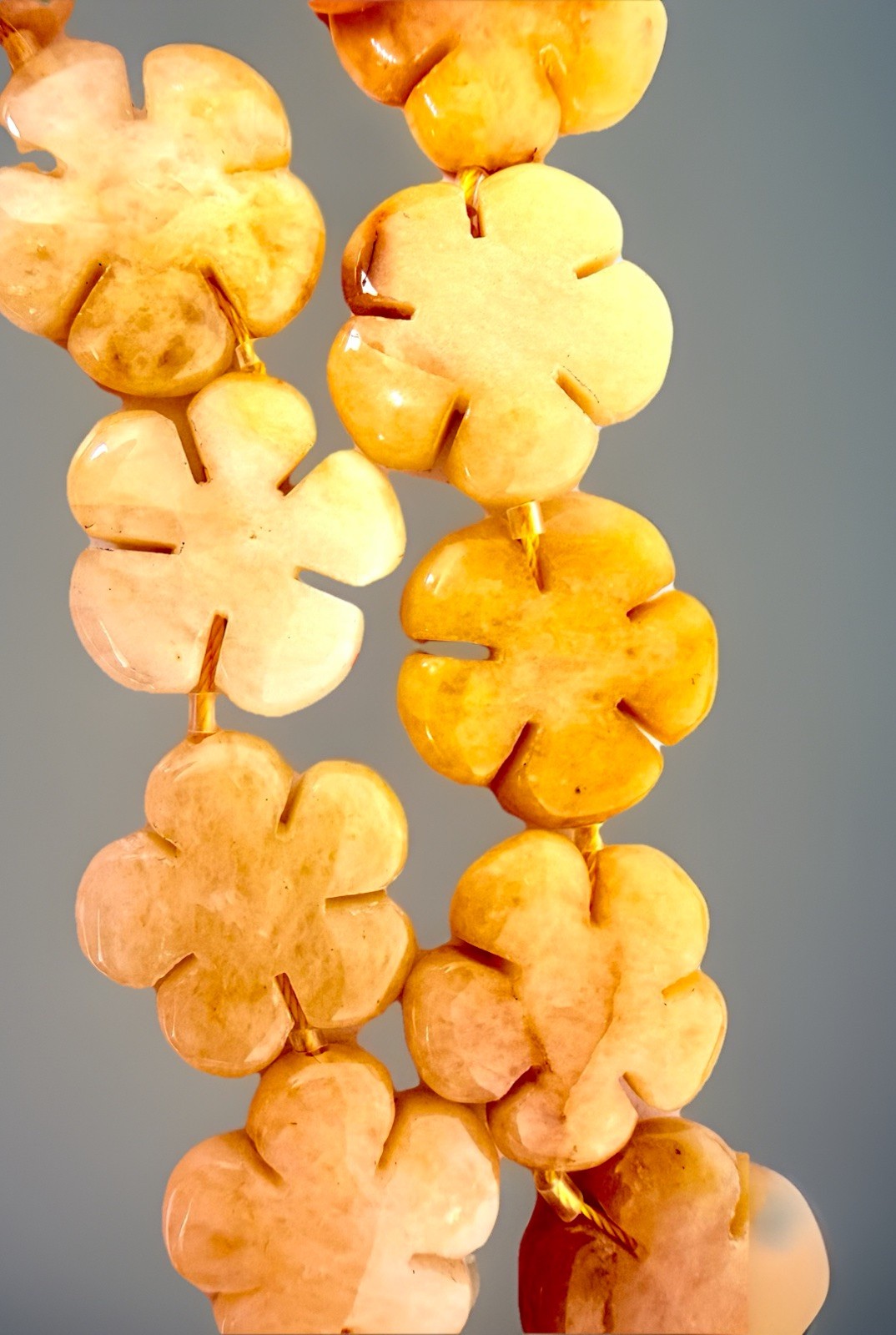 Large Carved Stone Flower Beads 25mm