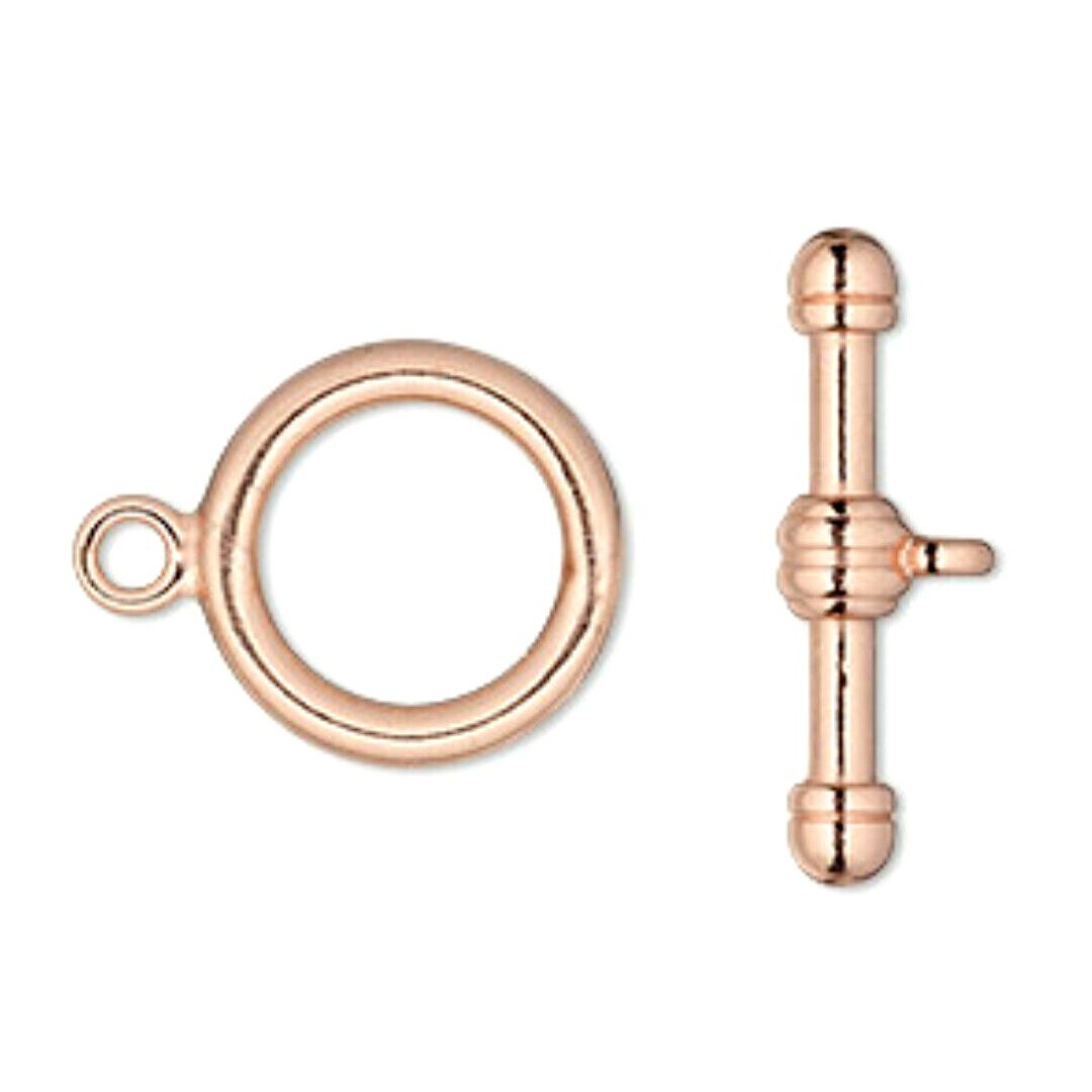 10 Sets 17mm Round Copper Beading Toggle Clasps Bead Connectors