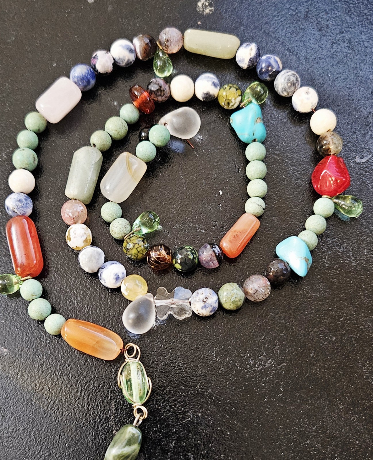 String Of Misc Vintage Gemstone Beads