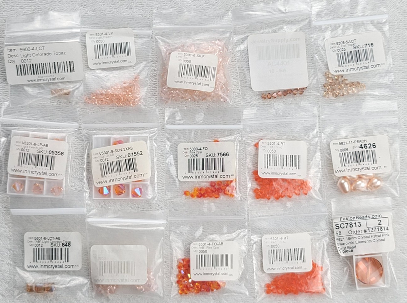 Swarovski Crystal Bead Lot Peach Orange Fire Opal Astral Pink Pearl Qty Approx