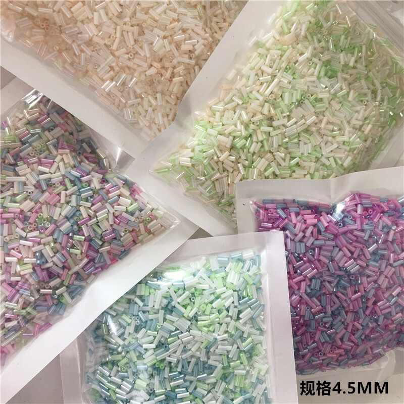 3200pcs 4.5mm Loose Long Tube Beads Glass Beads Spacer Beading Craft DIY Decor