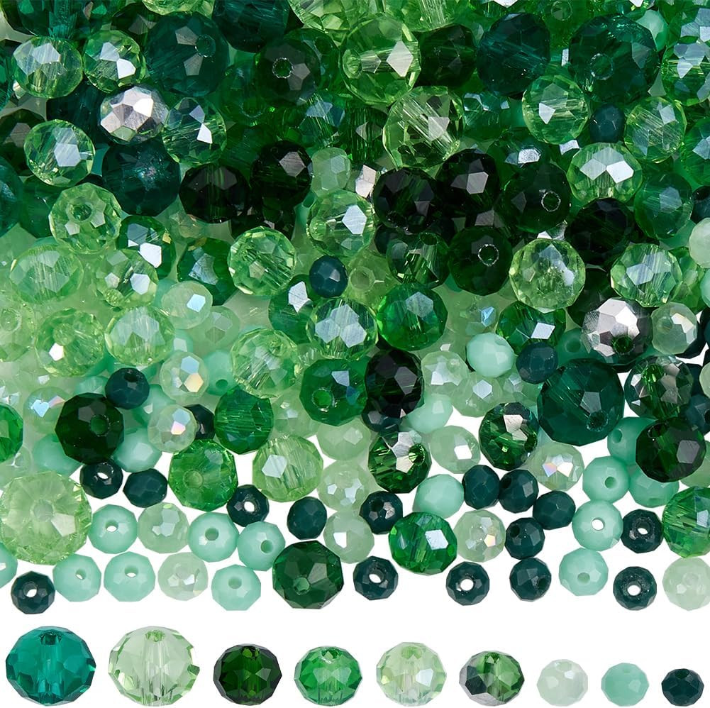 1 Box 1000Pcs Green Glass Beads Rondelle Crystal Beads 8Mm Bulk